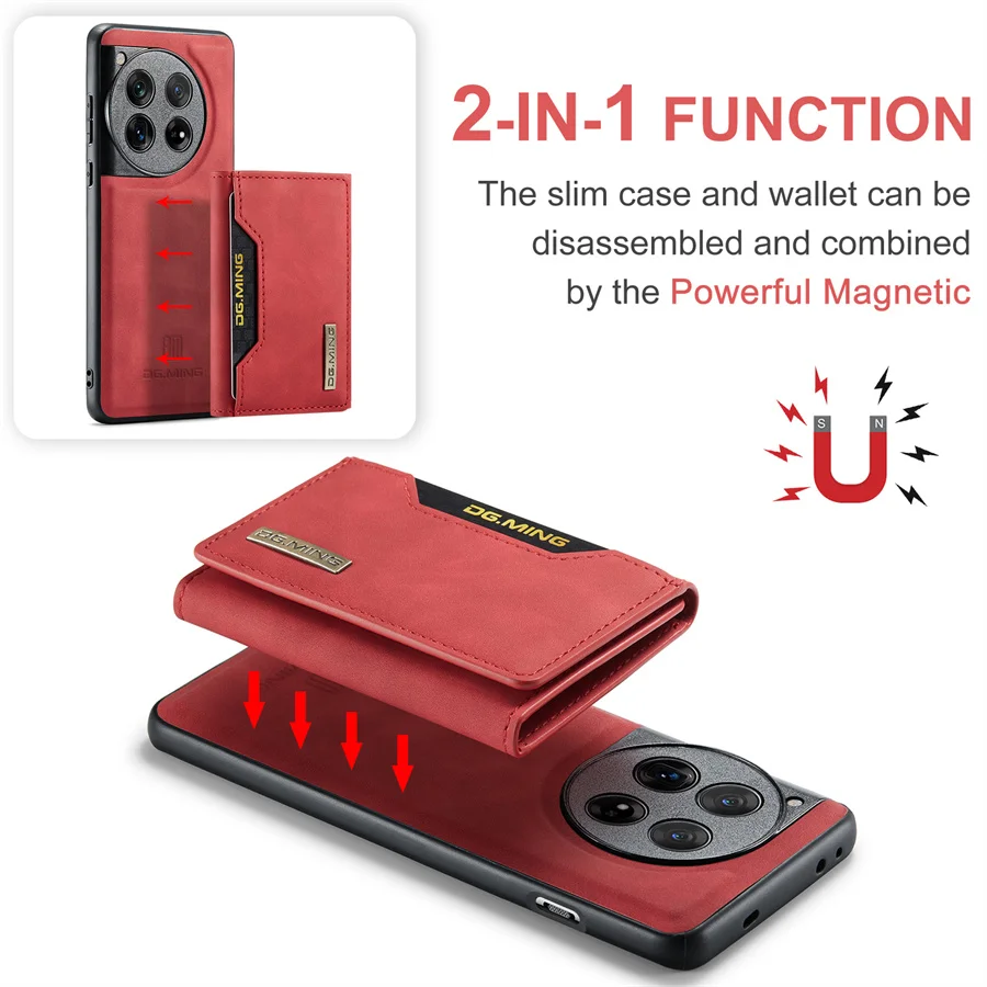 2-in-1 Magnetic Detachable Leather Wallet Case with Kickstand and Credit Card Holder