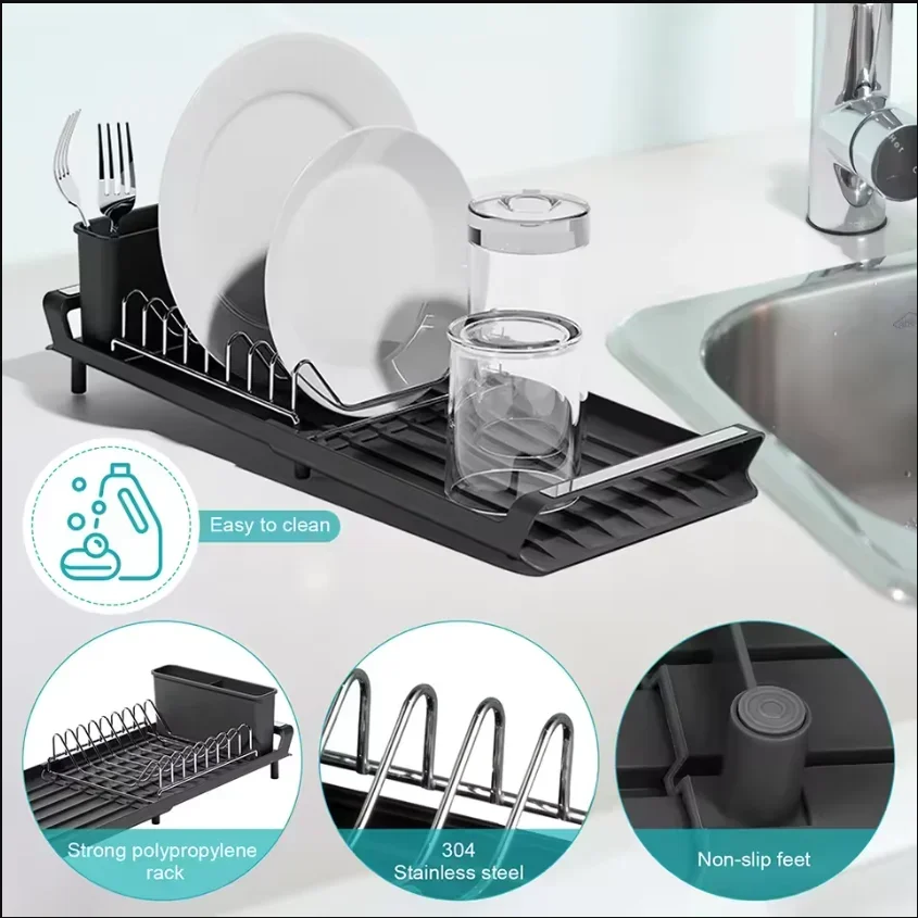 1pcs Expandable Small Dish Drying Rack Dish Racks for Kitchen Counter Dish Drainer Removable Cutlery Holder Kitchen Organization 3