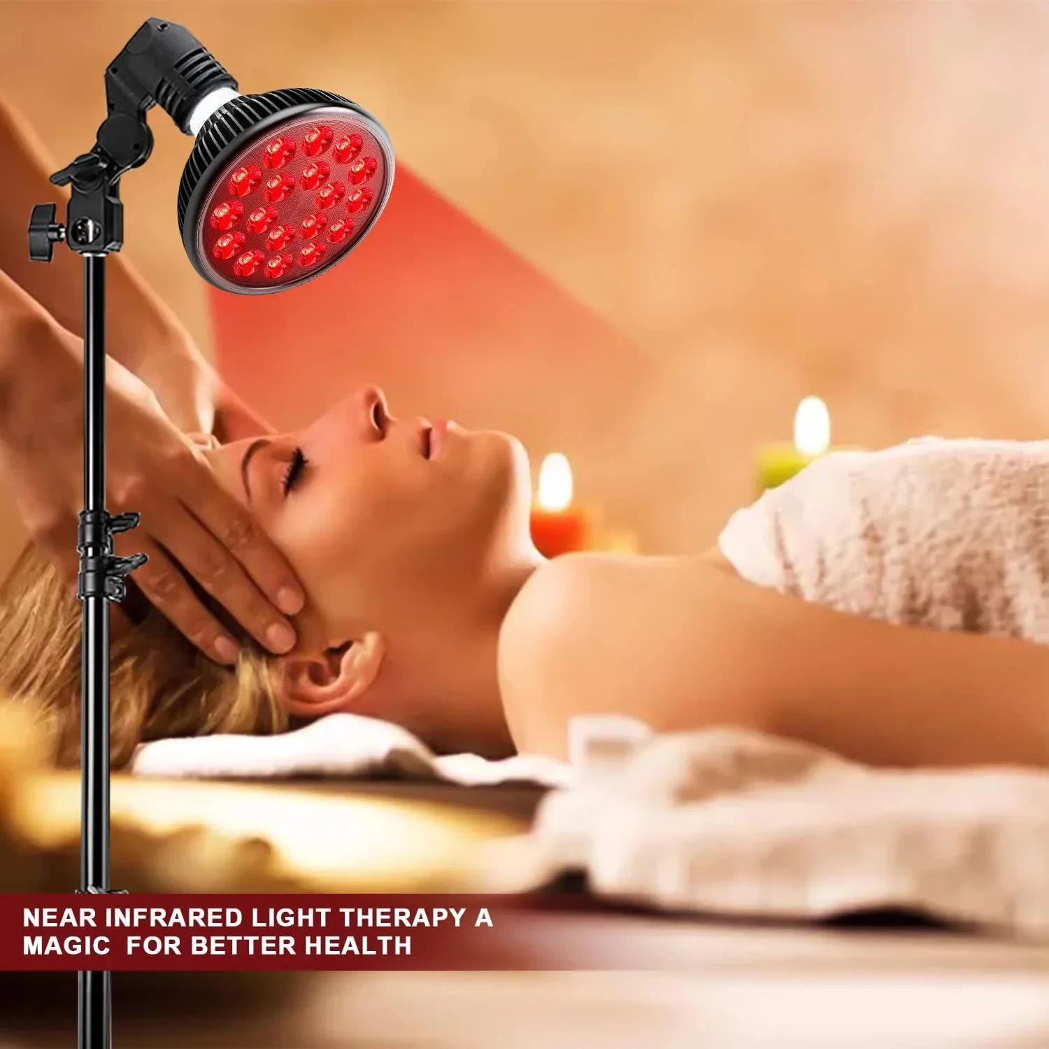 18Pcs Chips 54W LED Red Light Therapy Lamp 660nm&850nm Infrared Bulb with Floor Stand for Skin Care Pain Relief 360&deg; Adjustable