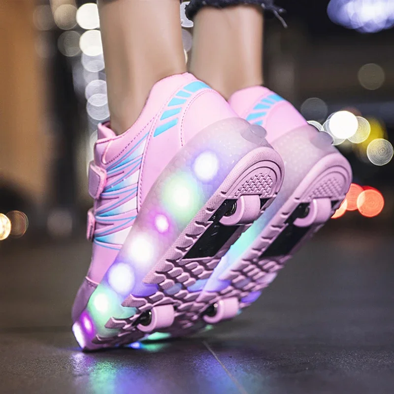 

Roller Skates 2 Wheels Sneakers Flash Shoes Youth Glowing Lighted Led Child Boys Girls Kids 2023 Fashion Luminous Sport Boots