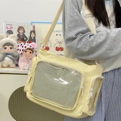 Stylish Transparent Crossbody Bag for Girls - Large Capacity Shoulder Bag with Fashionable School Style and Versatile Design (Yellow Only bag)
