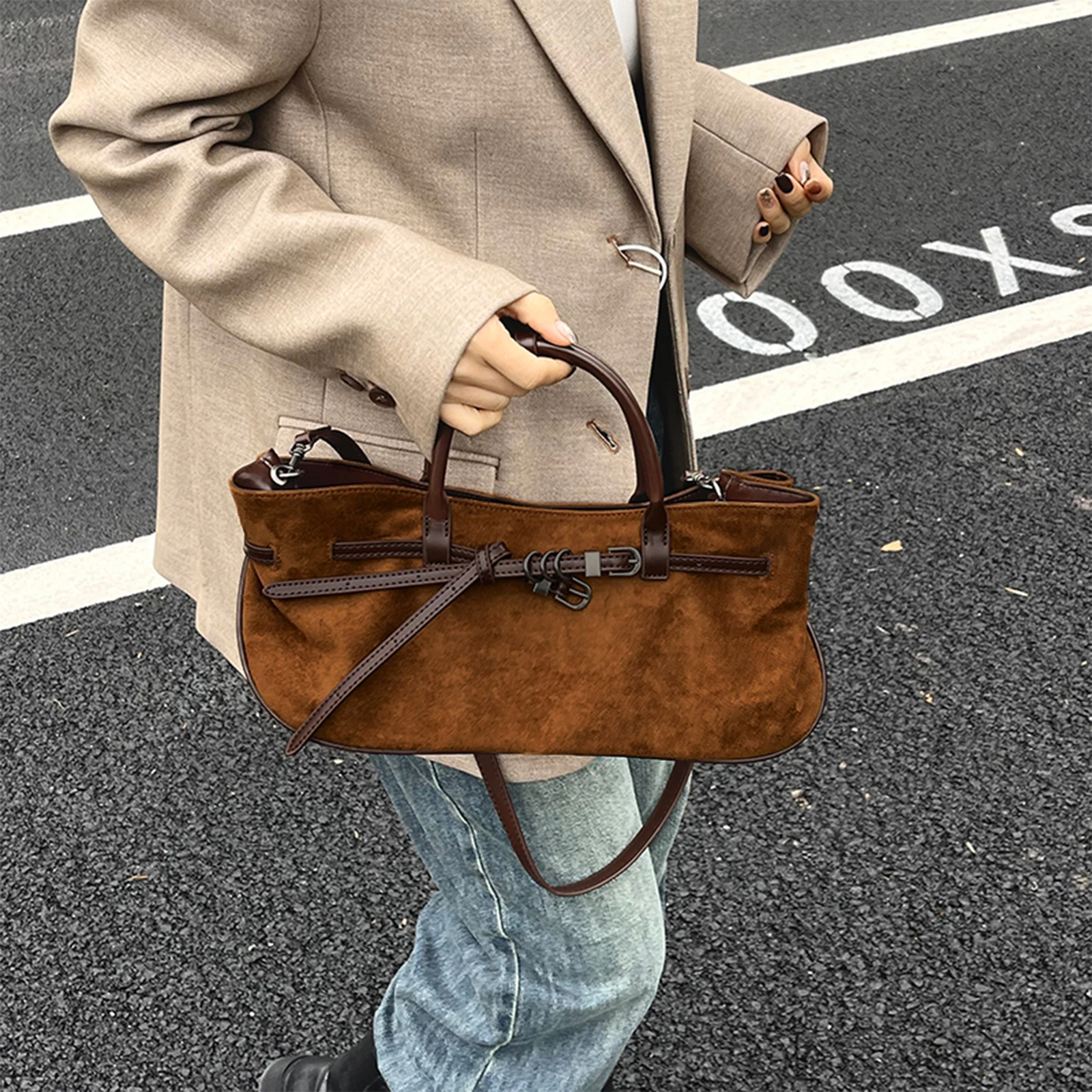 PU Leather Vintage Shoulder Bag Large Capacity Retro Underarm Bag All-Match Armpit Bag Travel Shopping Date Crossbody Bag