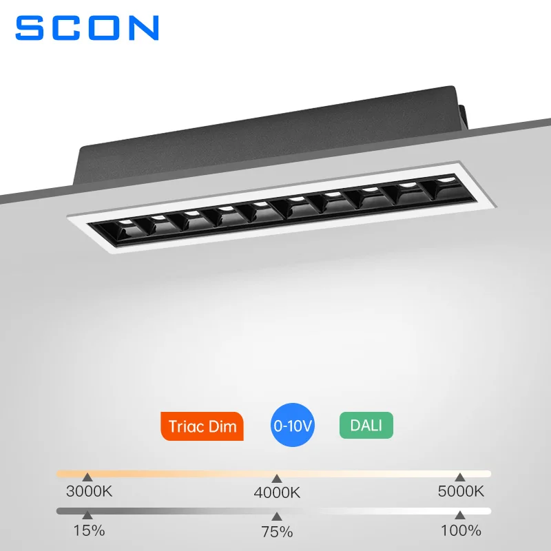 SCON Smart Dimmable Recessed LED Ceiling Lamp 5W 10W 15W Simple Line Spot lights Strip Light Indoor Lighting LED Downlight