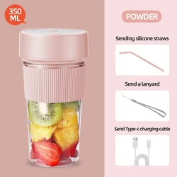 Portable USB Rechargeable Blender - Large Capacity Smoothie Maker with Ice Crushing Capability (Pink)