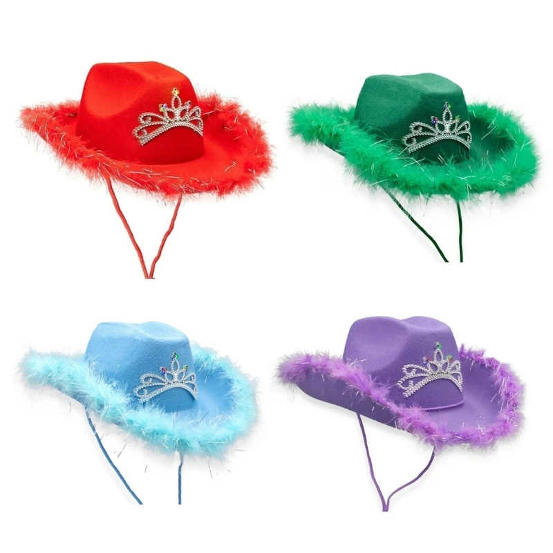 Women Bridal Shower Cowgirl Hat Carnivals Party Cap Headdress Stage Props Hat