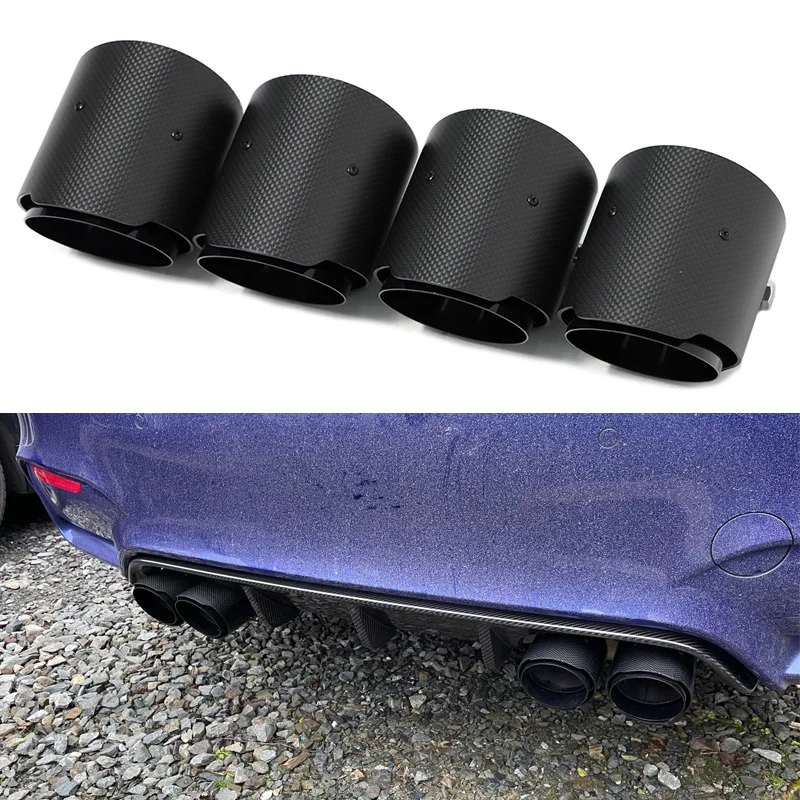 Exhaust Muffler Tip Exhaust Pipe Muffler Exhaust Trim Pipe 4 PCS/lot Carbon Fiber Matte For BMW M2 F87 M3 F80 M4 F82 M5 F10 M6 F12 70mm Nozzle Tailpipe