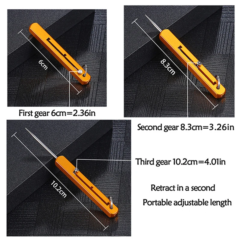 Retractable Toothpick Portable EDC Retractable Toothpick High Strength Titanium Alloy Spring Push-pull Fruit Pick Gift Keychain Pendant Tooth Pick