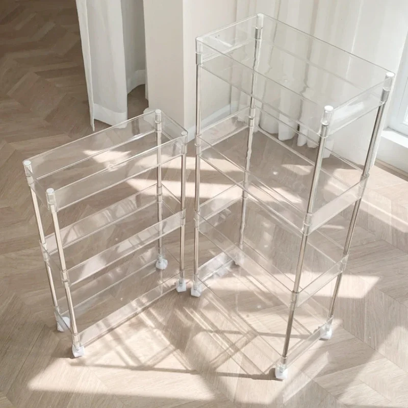 Transparent Storage Rack Salon Trolley Multi-storey Acrylic Dormitory Salon Trolley Narrow Modern Transparent Chariot Furniture