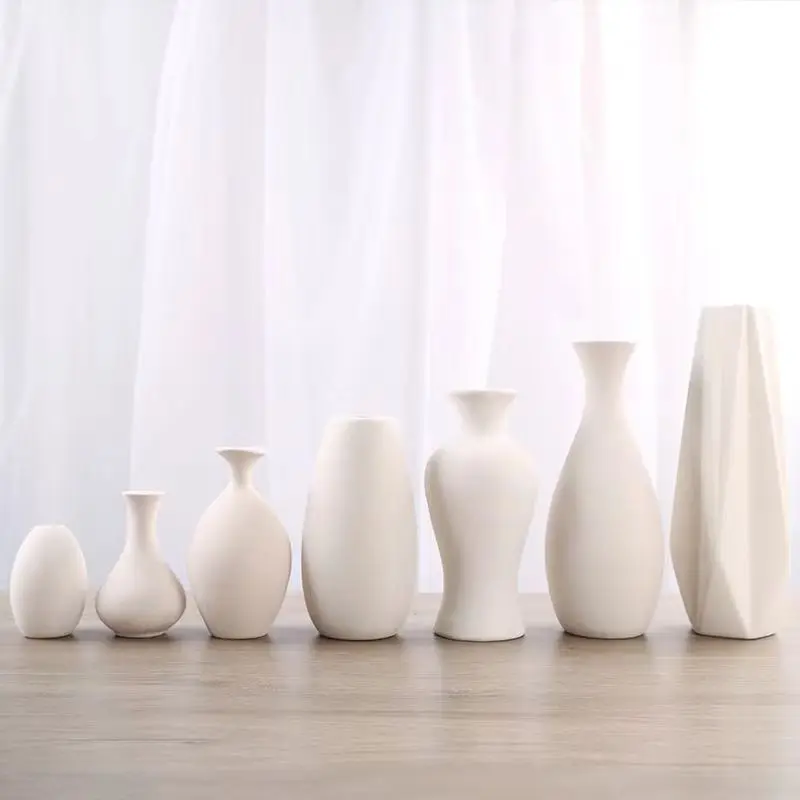 Ceramic Burnt Vase Kindergarten White Embryo Color Painting Handmade Art DIY Model Non Gypsum Handicrafts Flower Pot ZD840