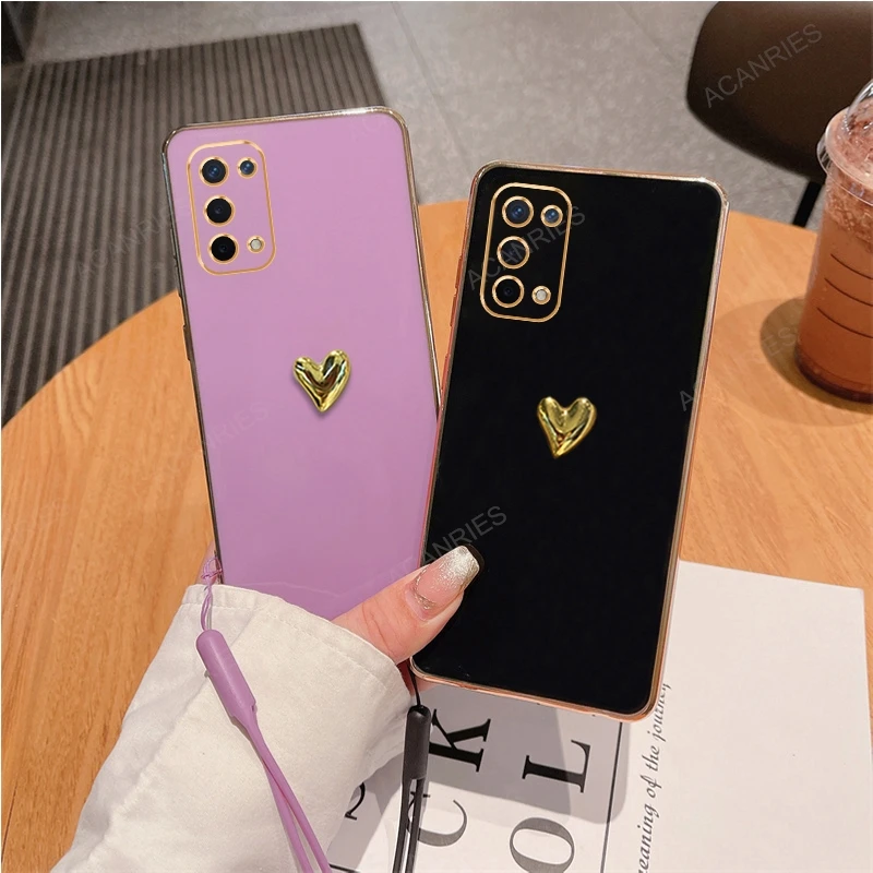 Enhanced 3D Gold Heart Plating Silicone Soft Phone Case