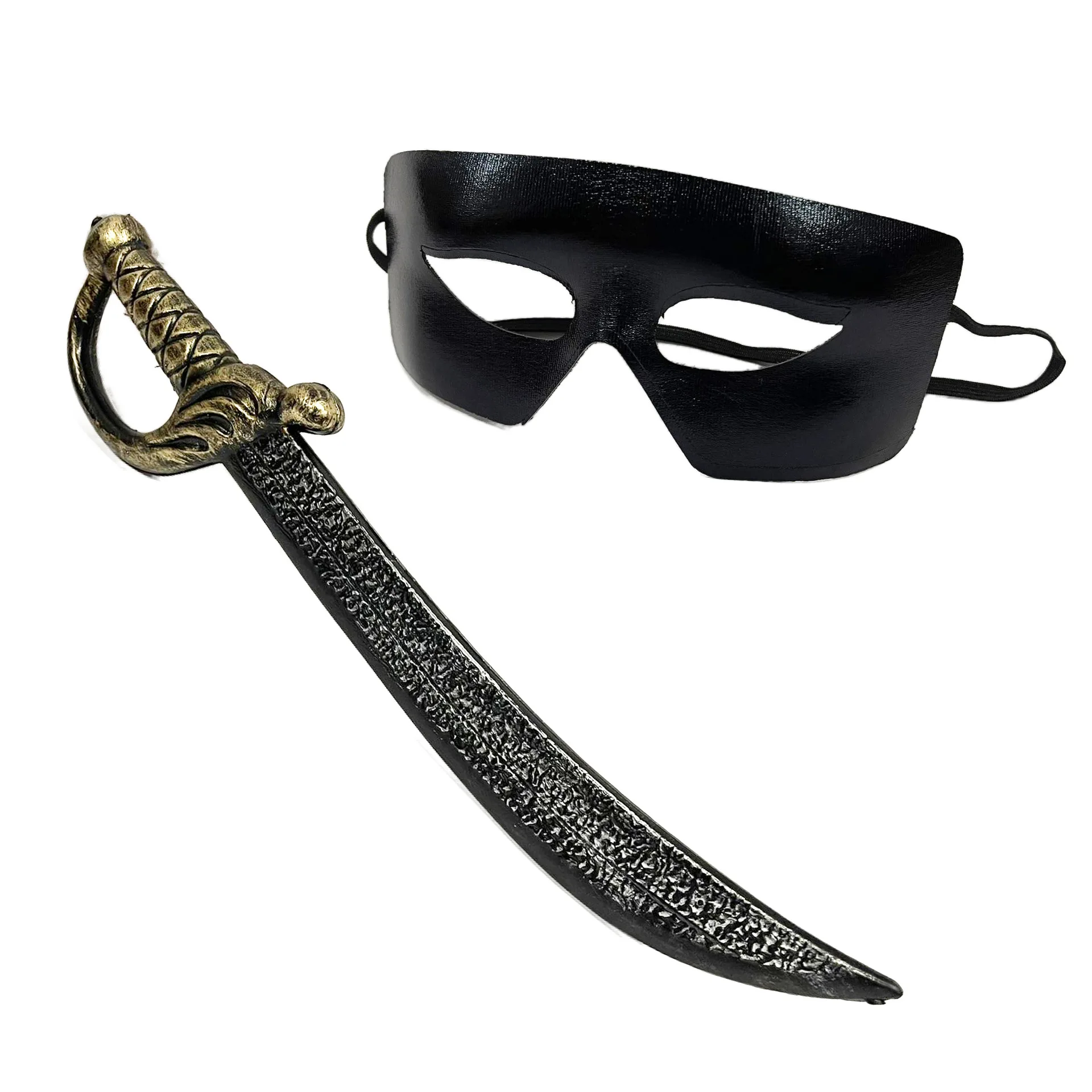 Black Samurai Sword Men's Black Half Face Mask Eyepatch Performance Dress Up Plastic Toys Sword Party Cosplay Props Kids Gift