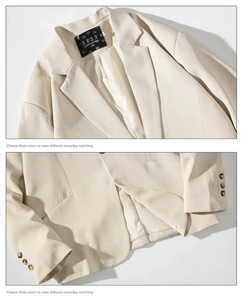 Men's Casual Suit High Quality Blazer Single Breasted Button Loose Solid Color Jacket Black Red beige M-3XL