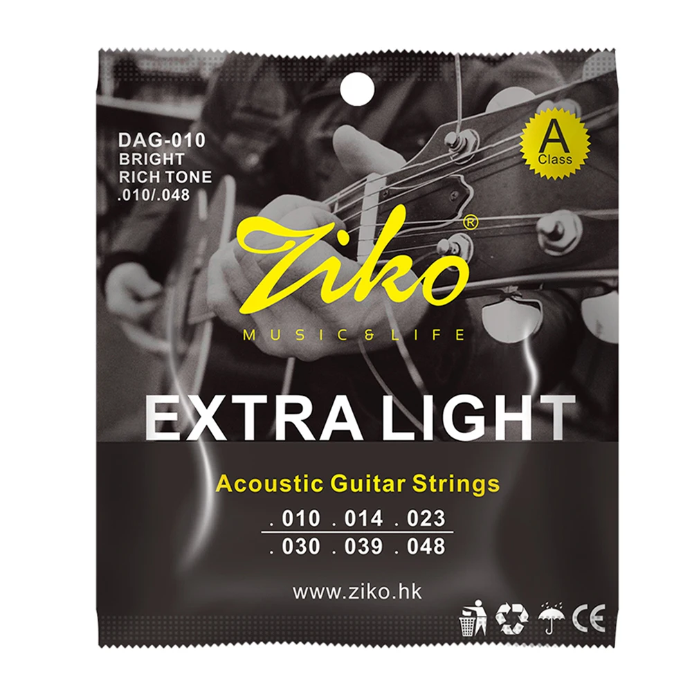 Acoustic Guitar Strings ZIKO DAG-010 6Pcs/Set Steel Core Copper Wound Guitarra Strings Acoustic Guitar Parts & Accessories
