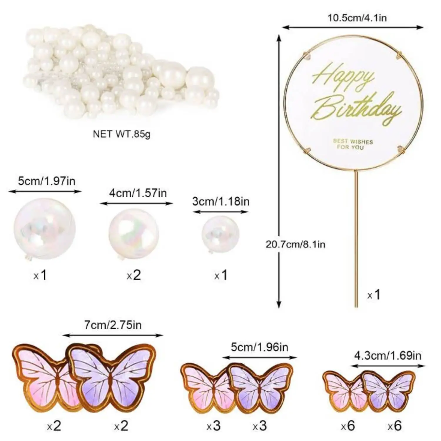 100 Decorazioni Per Torta A Forma Di Farfalla 3D - Set Con Topper Per Compleanni In Rosa, Viola E Oro - 2
