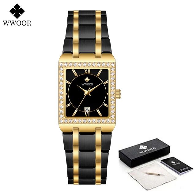 WWOOR Women's Gold Luxury Steel Bracelet Watch