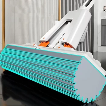 Mop in cotone di gomma autodrenante spremuto Mop piatto autopulente magico a mano libera Spugna riutilizzabile Strumento per la pulizia dei pavimenti della casa 1