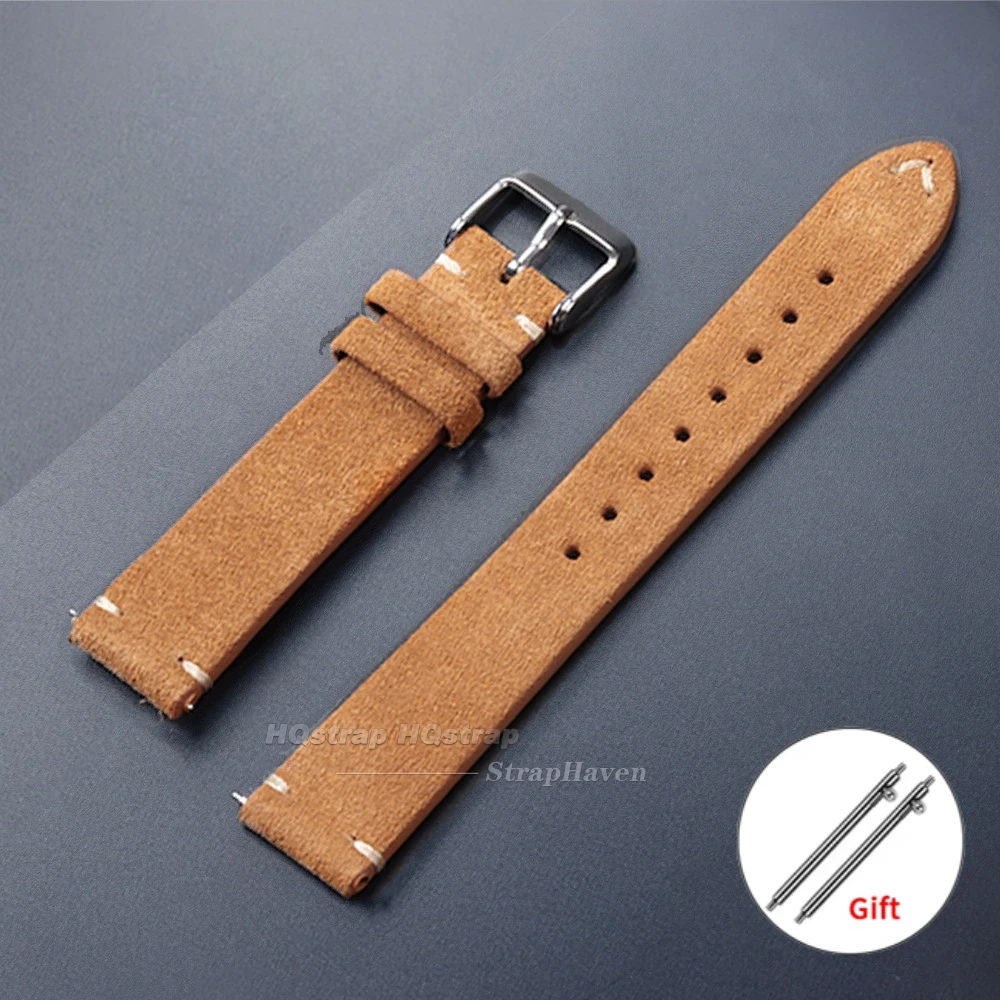 Classic Vintage Suede Leather Watch Strap in Calfskin