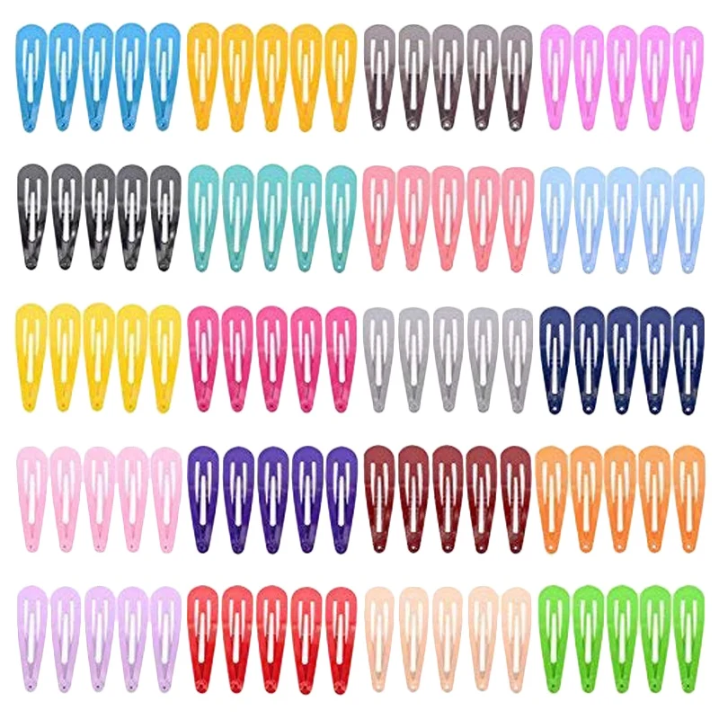 

100 Pack Solid Candy Color 2 Inch Barrettes For Women Snap Hair Clips