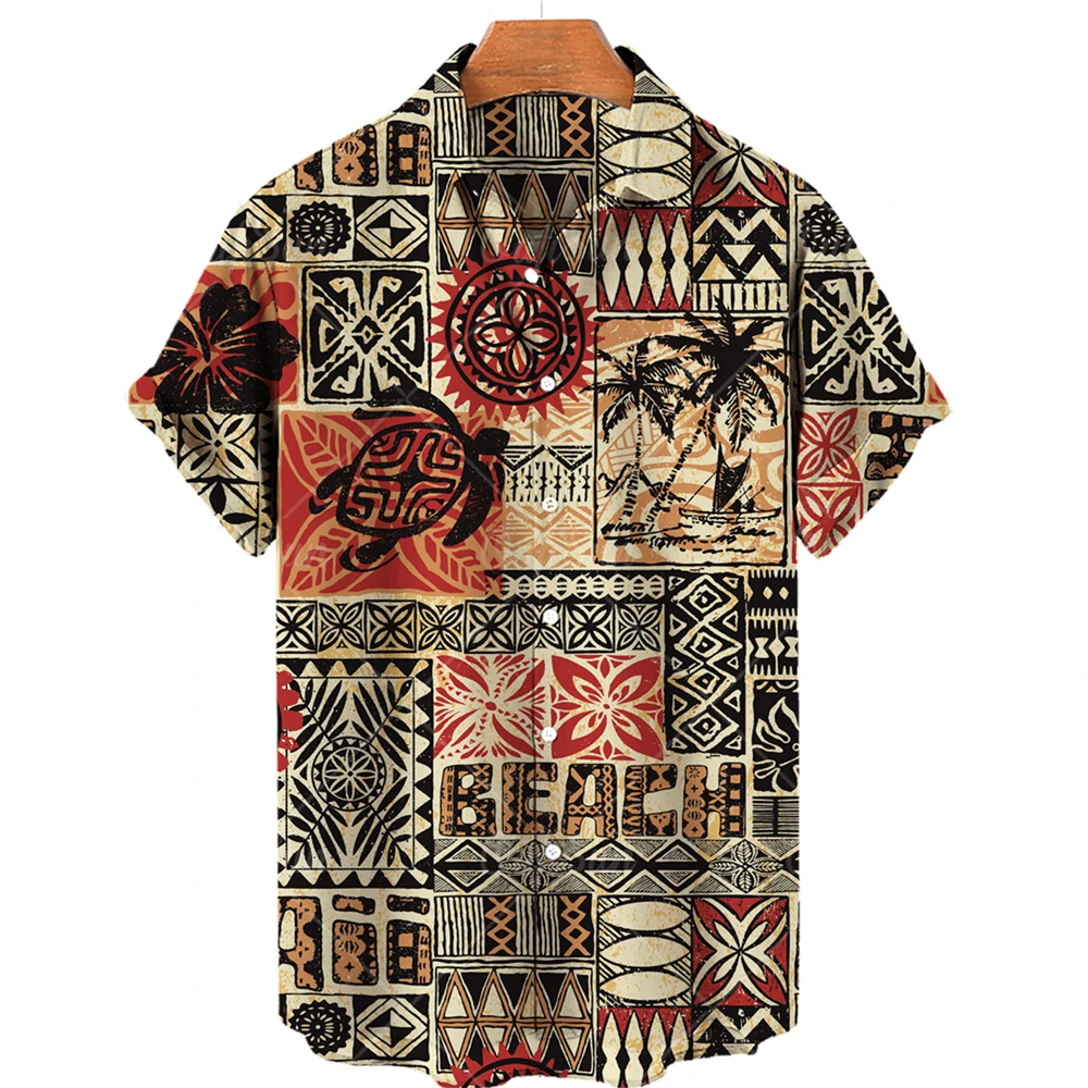 Men'S Hawaiian Casual Shirt Floral Colorful Plaid Short Sleeve For 3d Fashion Simple Button Beach Clothing Sale