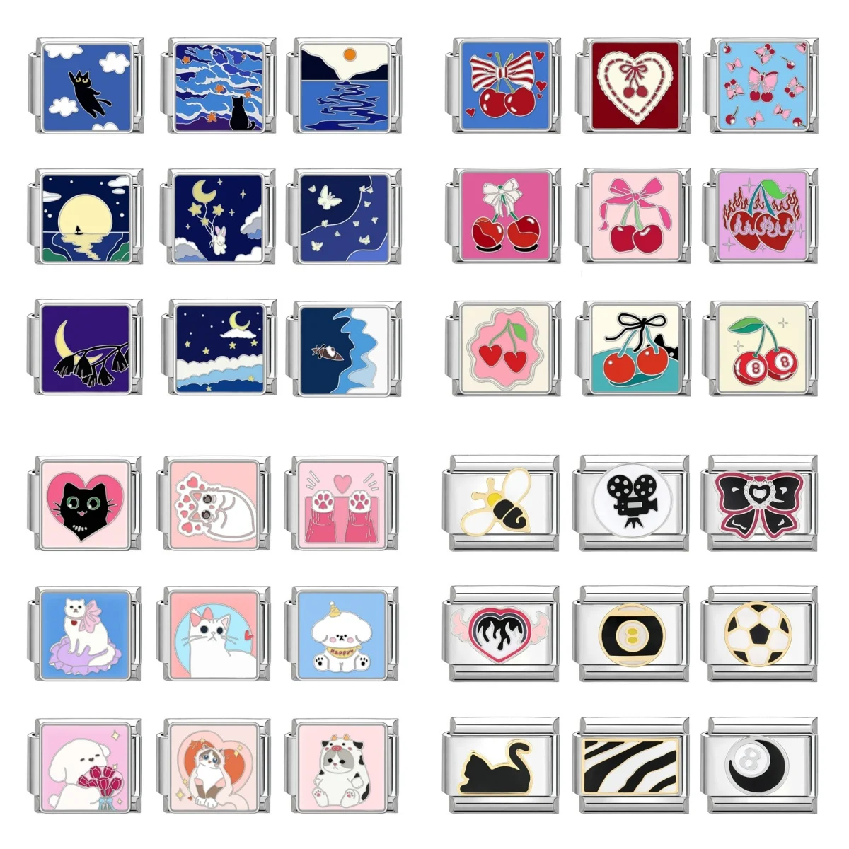 Blue Sea Moon Charm Links Men Women