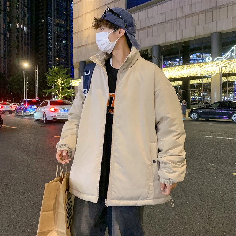 

Winter Warm Thicken Coat Harajuku Fashion Worn on Both Sides Parkas Streetwear Trend Winter Jackets Casual Warm Puffer Jacket