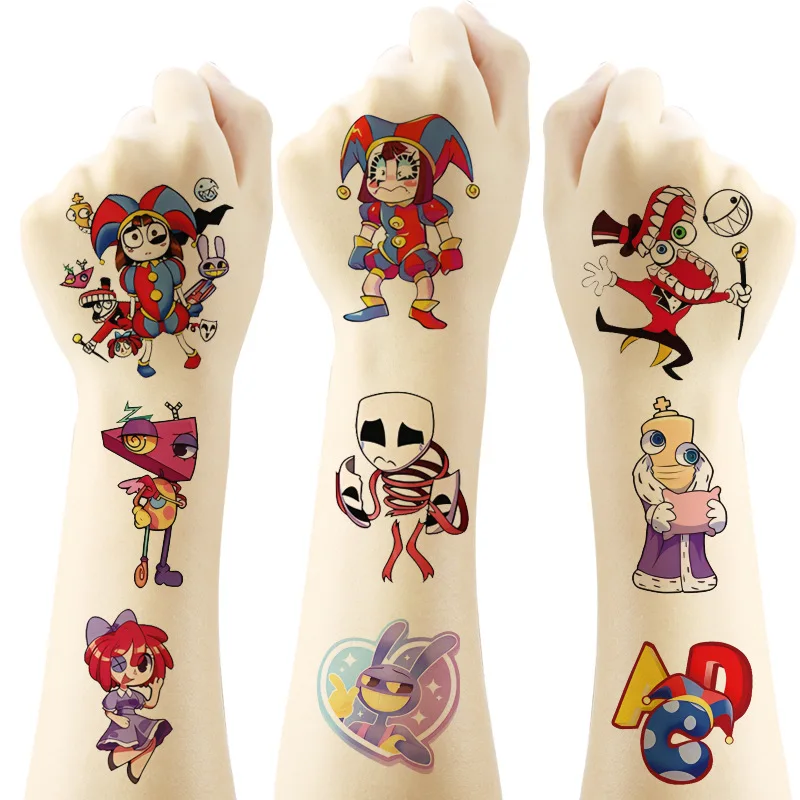The amazing digital circus Tattoo Stickers Temporary Tattoos For Kids Birthday Party Supplies Favors