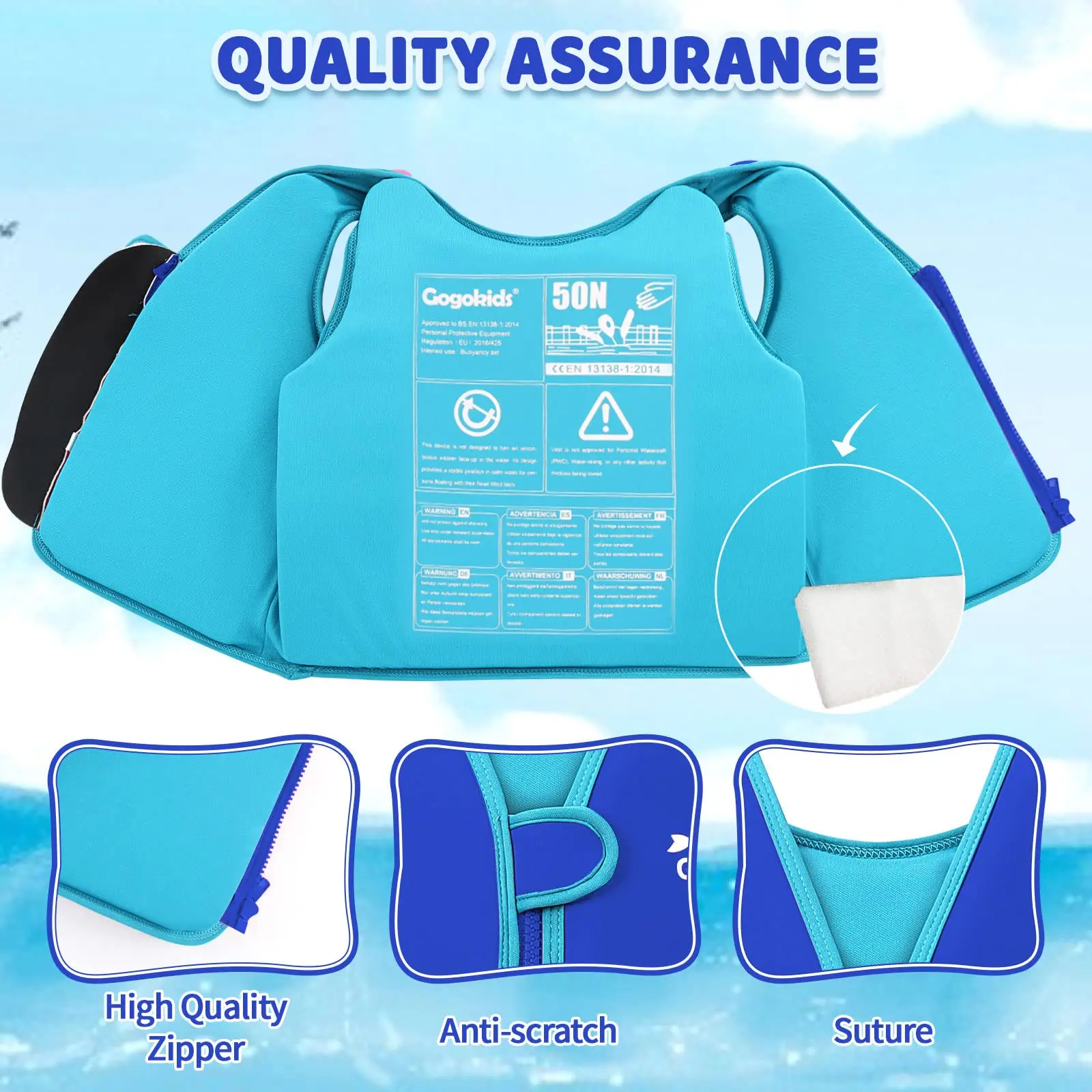 Kids Swim Vest Float Jacket Toddler Boys Girls Floatation Jacket Swimsuit for Swimming Learning Life Jacket