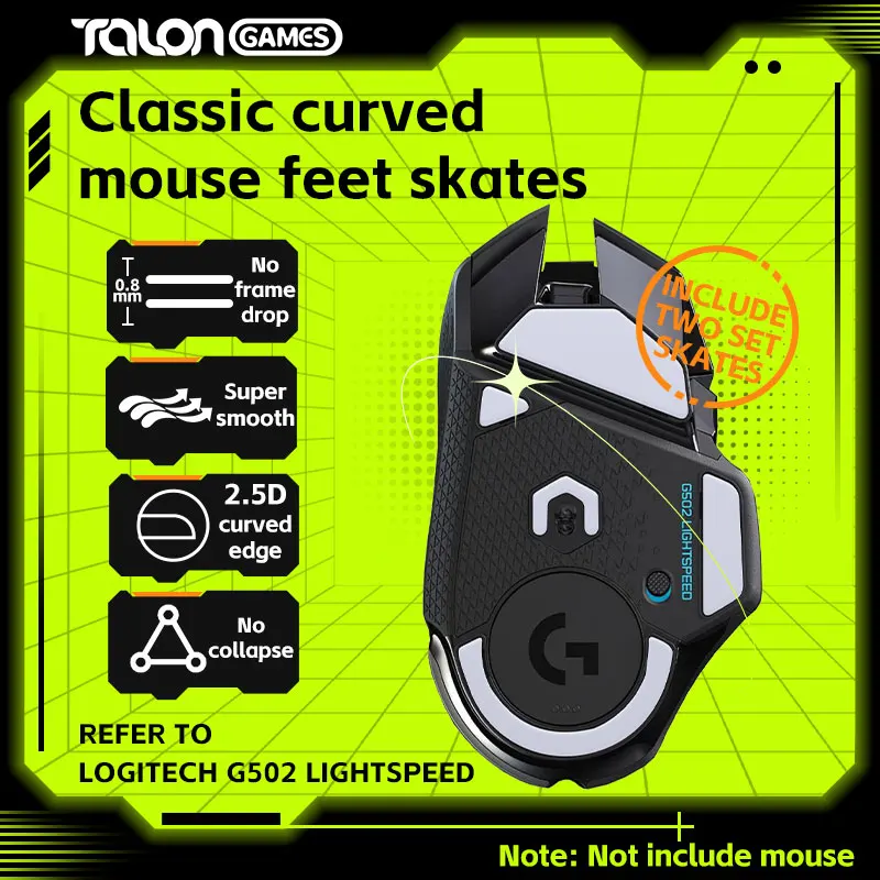

2 Sets TALONGAMES Mouse Feet Light Gray Custom Curved Edge Mouse Skates For Logitech G502 Wireless Gaming Mouse Feet Replacemen