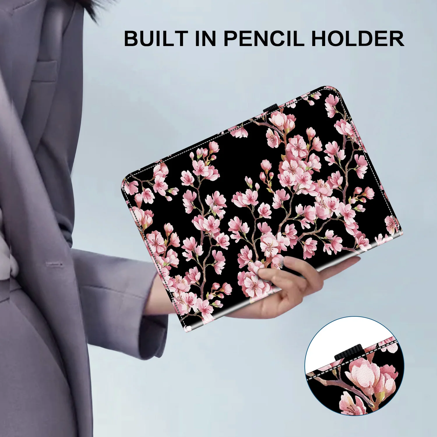 Luxurious Leather Tablet Case with Crystal Pattern Design