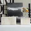 Natural Cave Stone Bathroom Cotton Swab Storage Box Retro Travertine Jewelry Perfume Storage Container Home Accessories 3