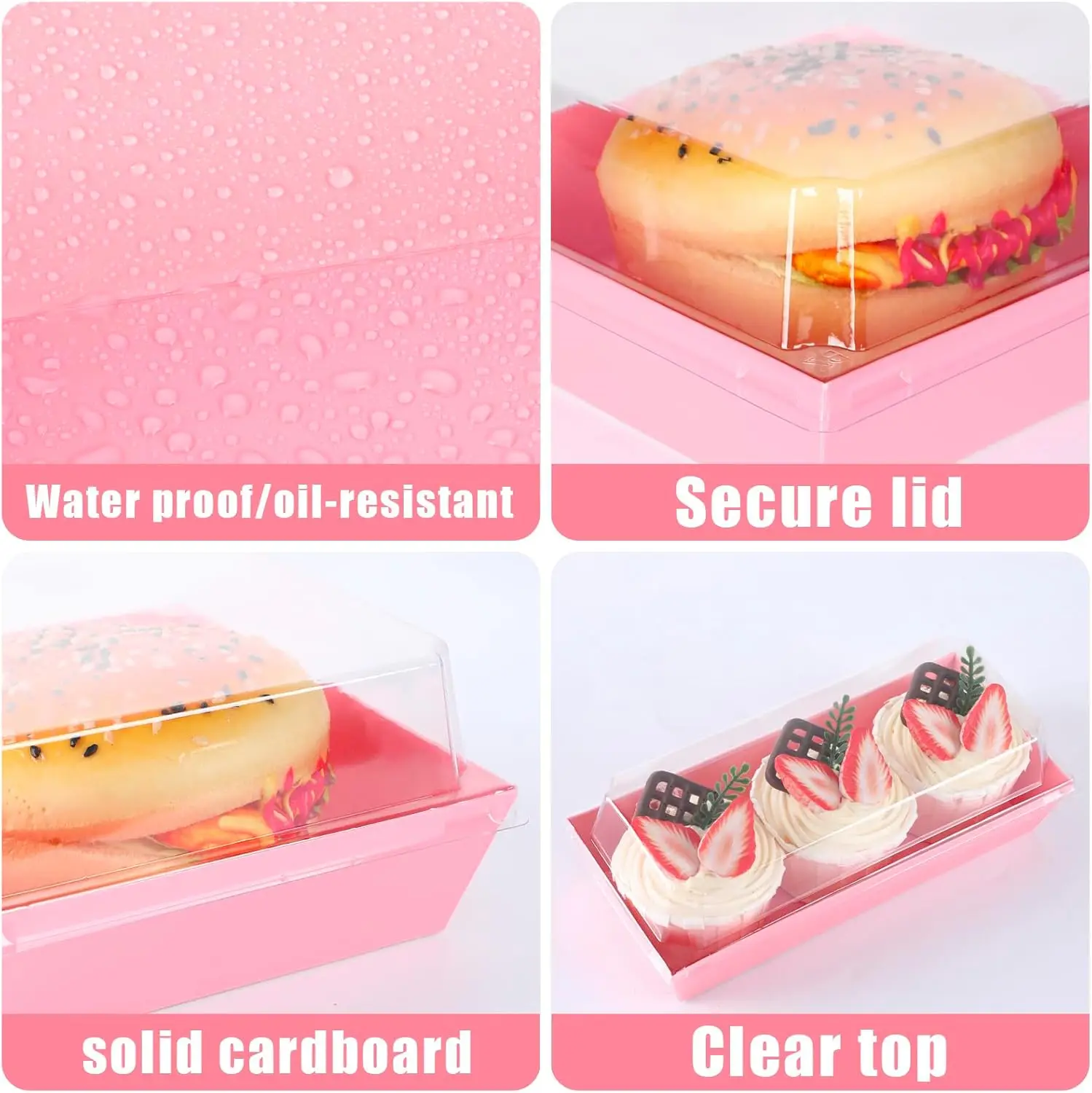 Disposable Charcuterie Boxes Clear Lids Paper Dessert Boxes Food Dessert Containers Bakery Chocolate Strawberries Supplies