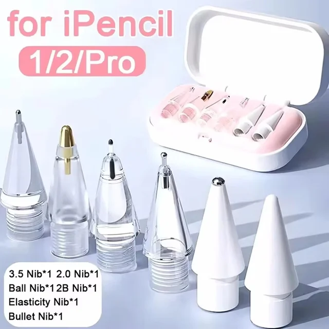 Pointes de crayon remplaçables, 6 pièces, pour Apple Pencil 1ère, 2ème et 3ème génération, stylet pour écran tactile, pour iPad Pencil 1 2 3, pointes de rechange lisses 1