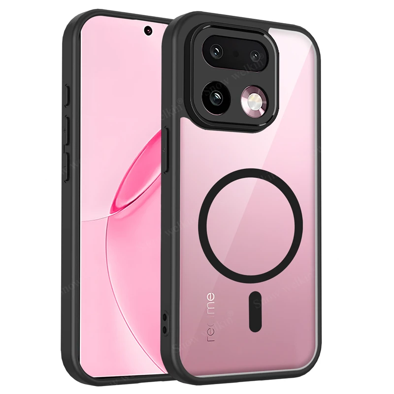 Magnetic Transparent Silicone Case with Magsafe-Compatible PC Back and TPU Bumper Cover