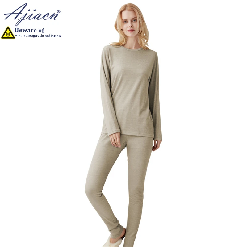 Genuine anti-radiation silver fiber knitted fabric women's long underwear Electromagnetic radiation shielding thermal underwear thermal underwear sets