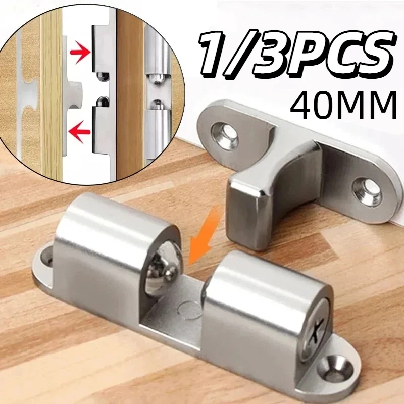 Furniture Door Ball Latch Brass Double Roller Spring Ball Catch Latches Cabinet Closet Door Adjustable Tension Latch 1/3pcs