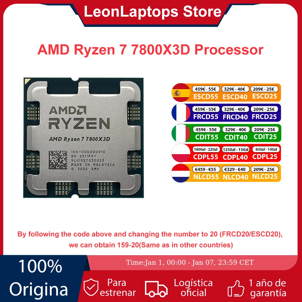 AMD Ryzen 7 7800X3D Processor R7 7800X3D 5.0 GHz 8-Core 16-Thread