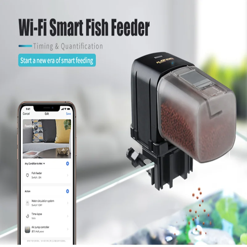 

WiFi Remote Smart Fish Feeder Fully Automatic Timing Aquariums Accessories Feeders Aquarium Feed Dispenser Auto Fishbowl Aquatic
