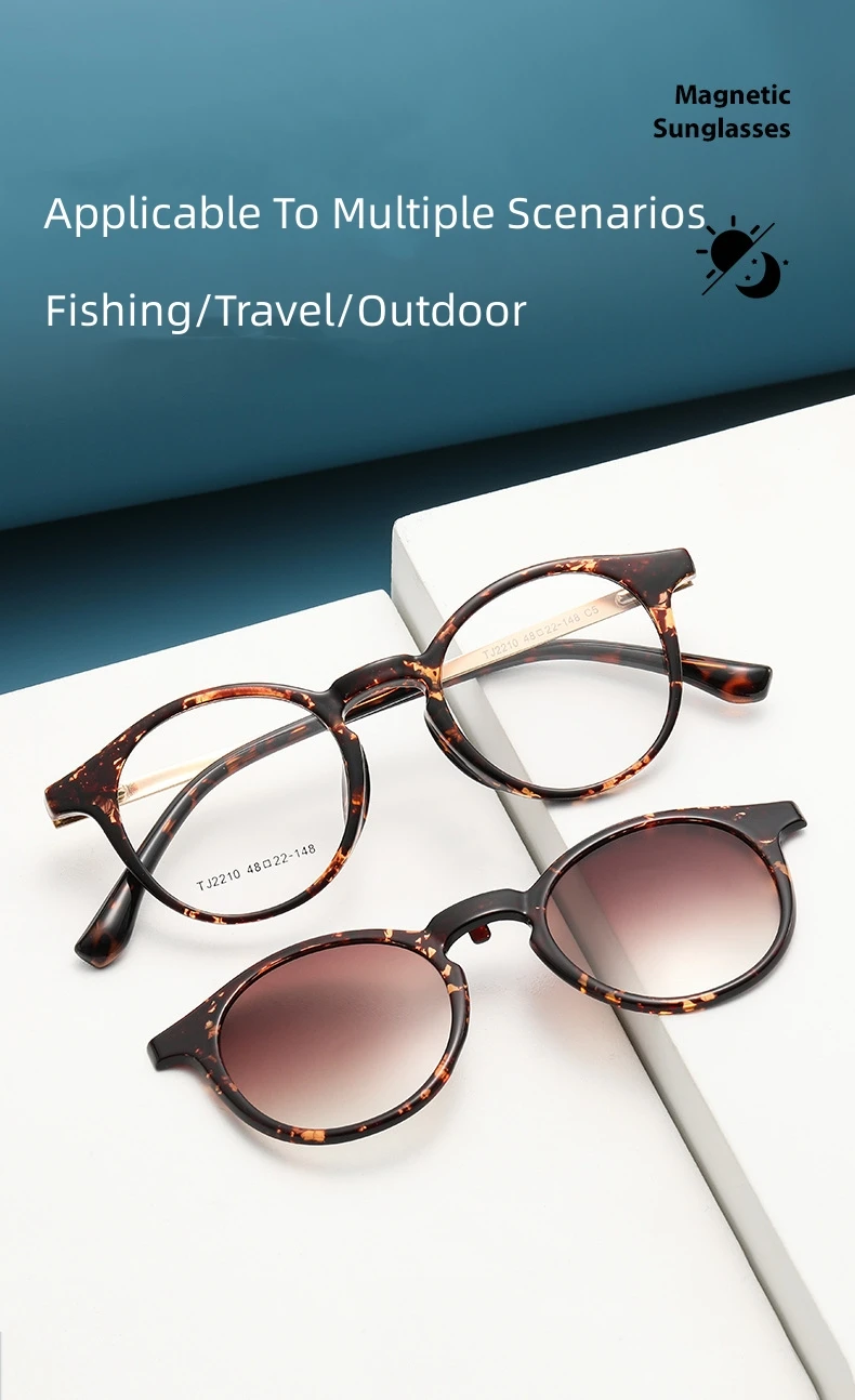 MOMOJA Neue Brillen, ultraleicht, Retro, rund, TR90, magnetische Sonnenbrille, optisches Brillengestell für Männer und Frauen, 2210 – Detail 1