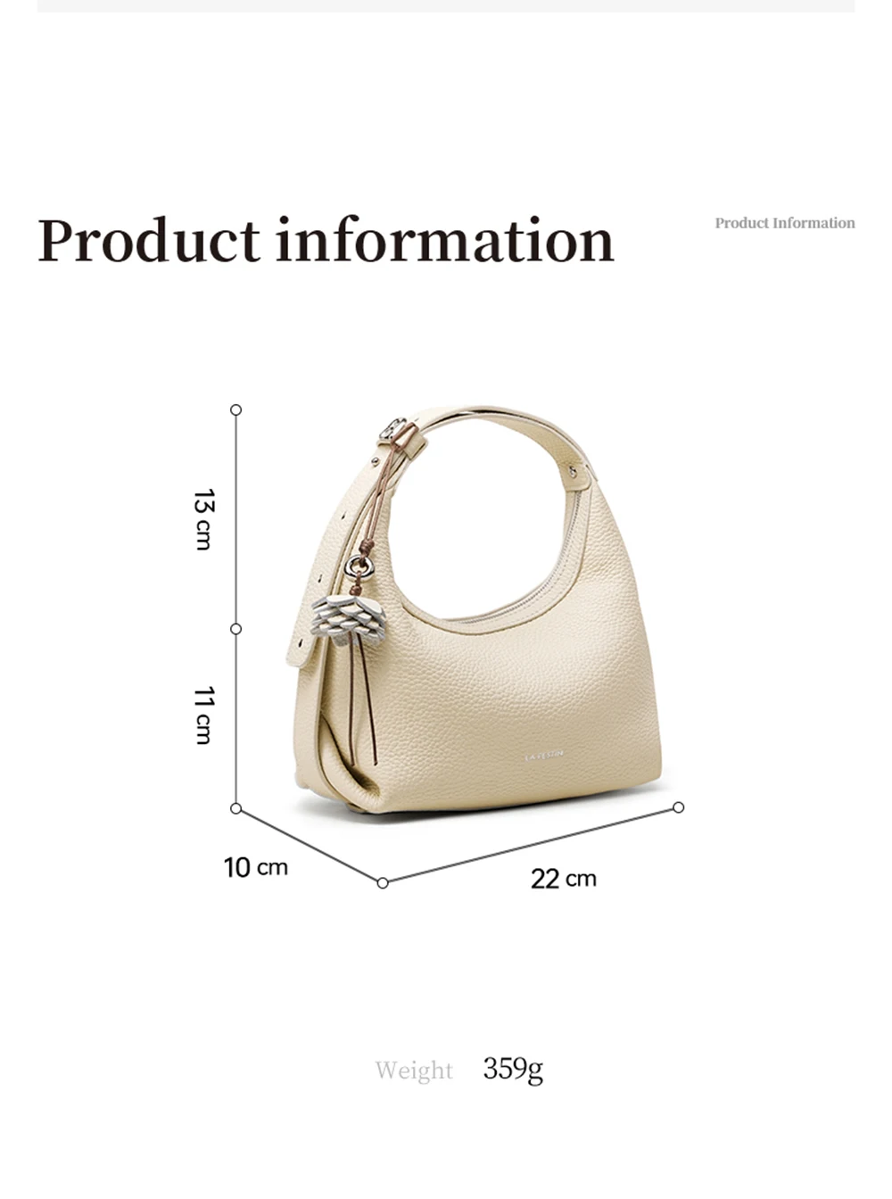 Half moon leather tote, shoulder style