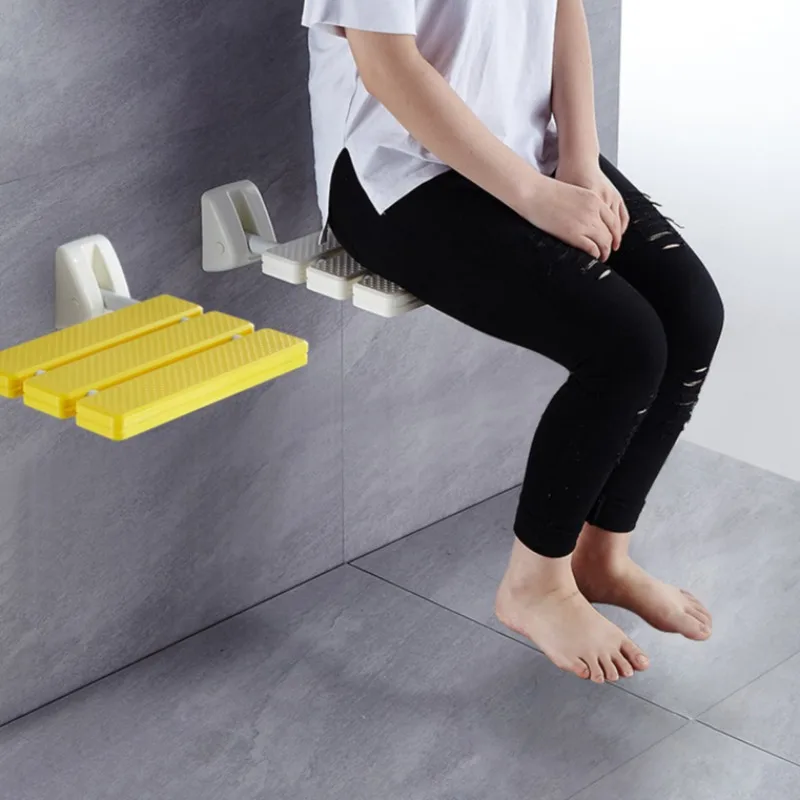90° Folding Shower Seat Wall-Mounted Waterproof Shower Bench Shoe Changing Stools Load 75kg for Bathrooms Porches Bath Chairs 6