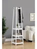 Coat Rack with 3-Tier Storage Shelves, white Finish 2