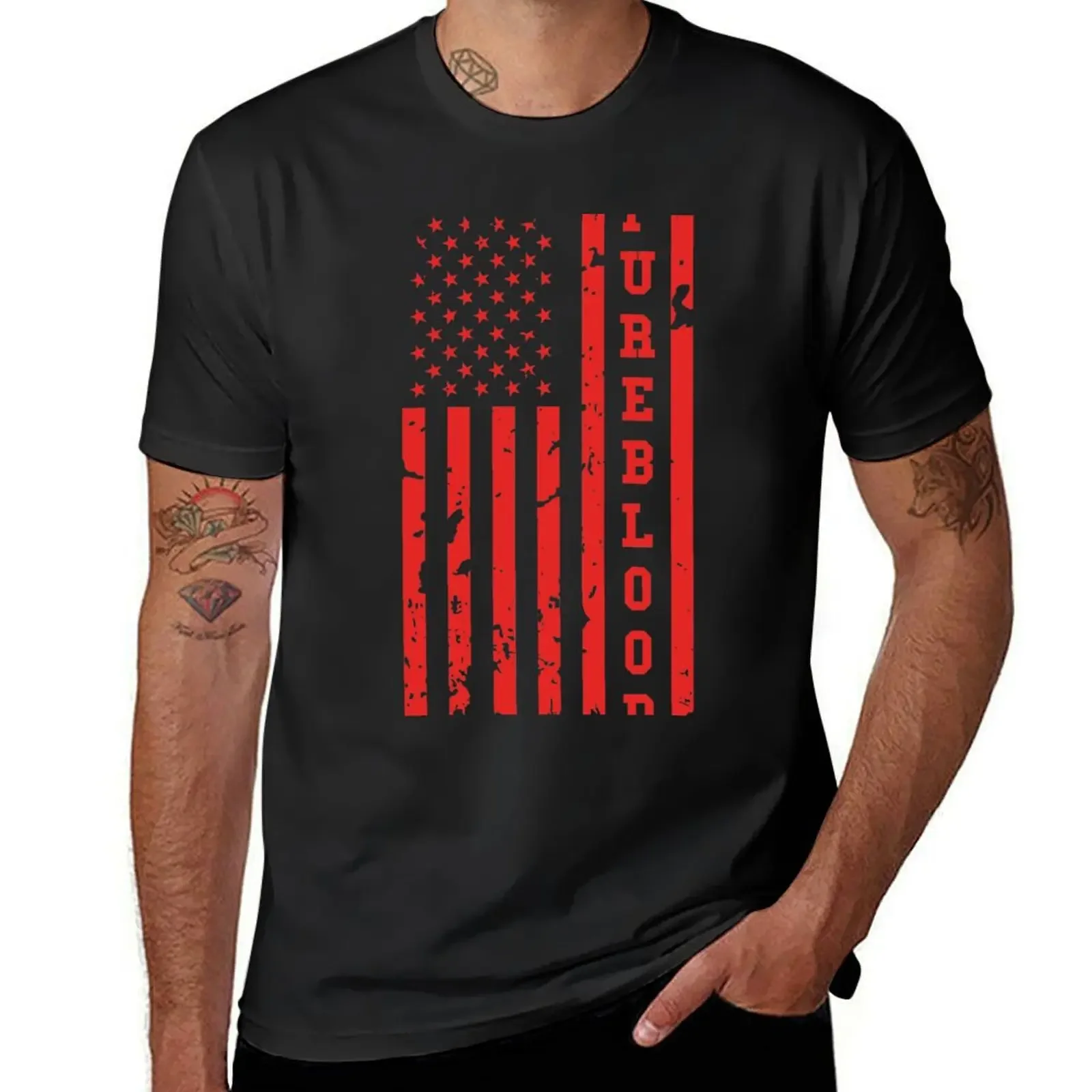 

Pureblood Distressed American Flag T-shirt blanks summer tops graphics t shirts men