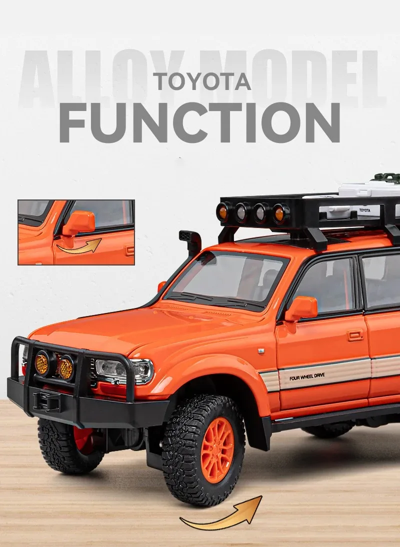 1:24 Toyota Land Cruiser Lc80 Suv Alloy Miniature Car Diecast Metal Scale Car Model Sound＆Light Children Toy Collection Vehicle