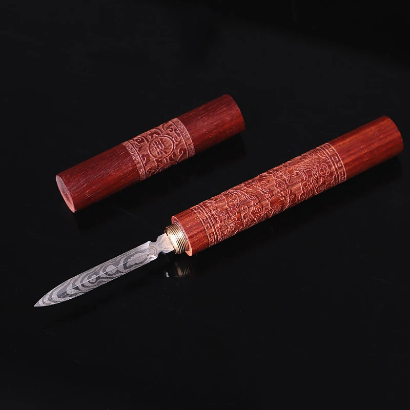 Stainless Steel Ebony Pu'Er Tea Cutting Needle Knife Solid Wood Set tea cutter tea needle set