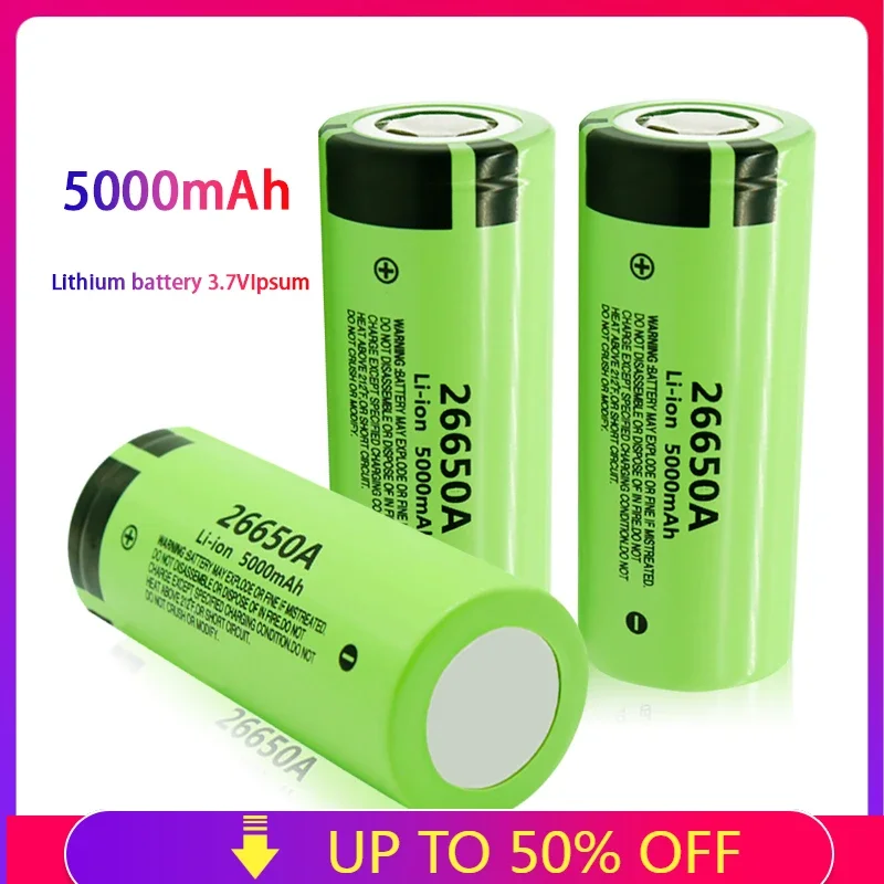 

20A 26650 Battery 3.7V 5000mAh Li-ion Rechargeable Battery For 26650A LED Flashlight Torch Li-ion Battery Battery pack batteries