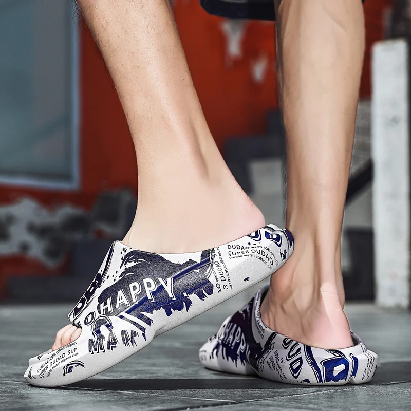 Tofflor för kvinnor och män Halkfria tofflor för inomhus utomhus Mjukt skum skjutreglage med tjock sula_voghion.com