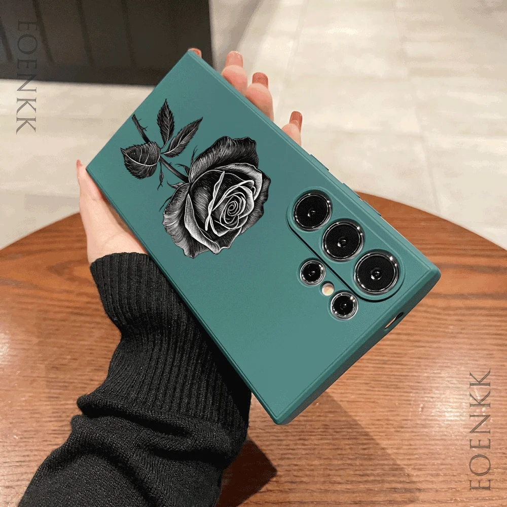 Elegant Rose Sketch Soft Phone Case - Fashion Gift Cover