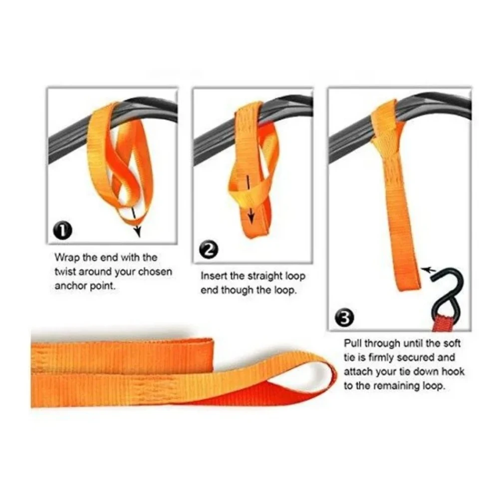 Tie Down Straps Soft Loop Tie Down Securing ATV Motorcycles Scooters Dirt Bikes Lawn Mutipurpose Motor Luggage Straps