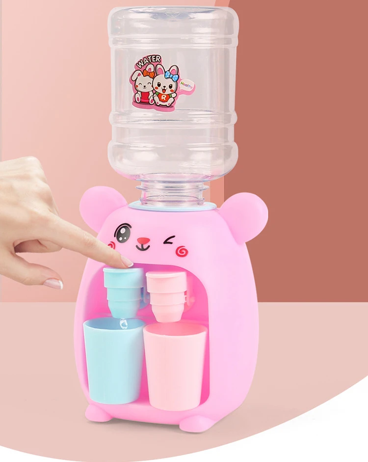 S05de6ca084794f8db81cb5c909a33605B Dual Water Dispenser Toy with mini Cute Pink blue Juice Milk Drinking Simulation Kitchen Toys for Children girl boy gifts