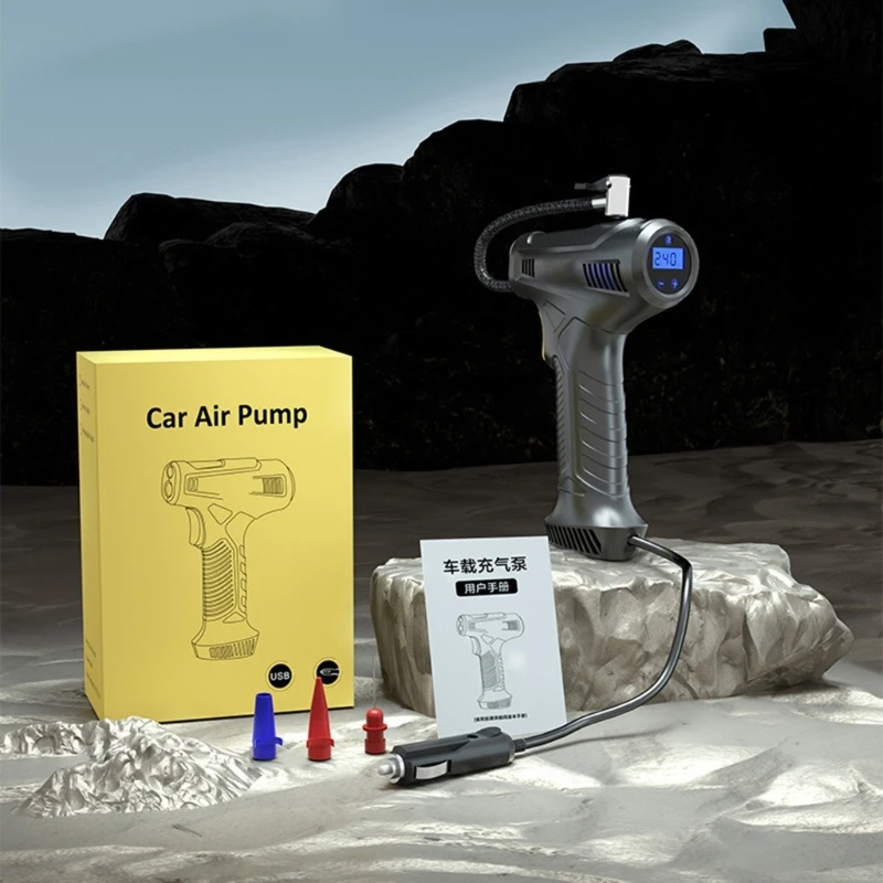 

Mini Tire Inflator Cordless Air Compressor with LED Light for Motorbike